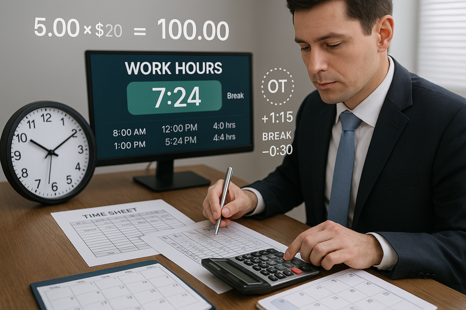 Mastering Work Hour Calculations: Methods, Overtime, Breaks, and Tools