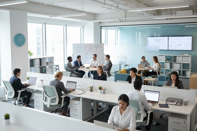 Leave and attendance management for optimizing workforce productivity in a modern office setting.